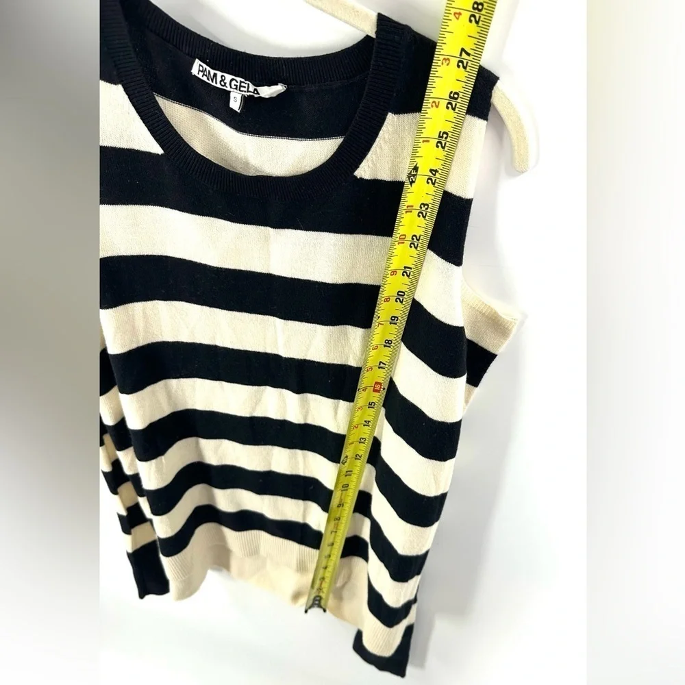 Pam & Gela Sweater Womens Small Wool Cotton Side Zip Nautical Preppy Stretch